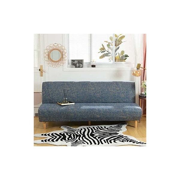 Armløs Sofaovertræk 3 Personers Stretch Sofaovertræk All Over Folding Sofa Beskytter, Universal Skridsikker Sofa Håndklæde 180-210cm (Bladprint) HIA