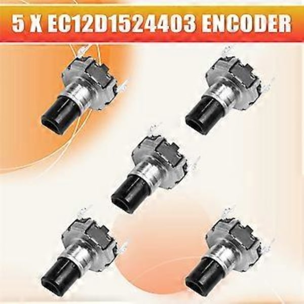 5 stk. EC12D1524403 Bilnavigation CD Volume Encoder med Trykknap EC12 Rund Type 30 Positioner 15 Impulser