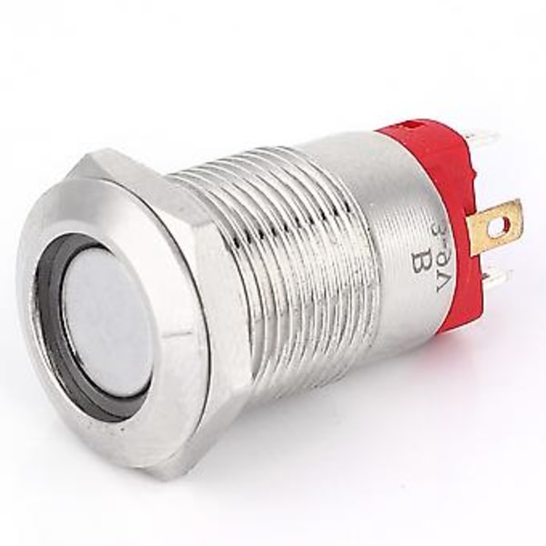 2 kpl 12mm 4-nastainen itselukittuva metallinen painikekytkin LED-valolla IP66 IK09 (Punainen 100~240V)