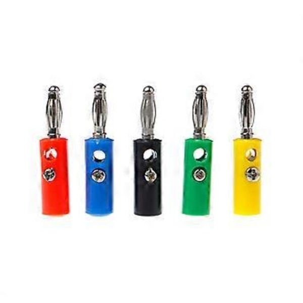 10 stk. 5 farger høyttalerkabel bananpluggkontakter 4mm adapter