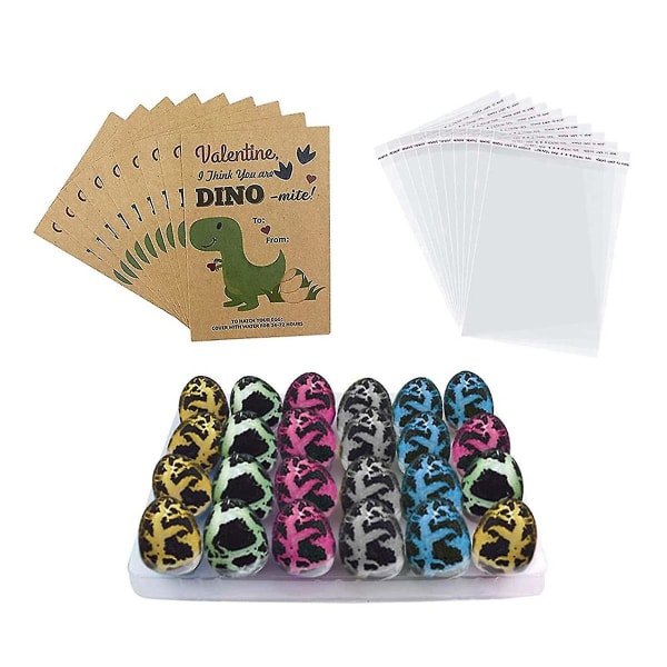 Dinosaur Party Favors - Dinosaur födelsedagsfest tillbehör - 24-pack kläckande dinosaurieägg med kort