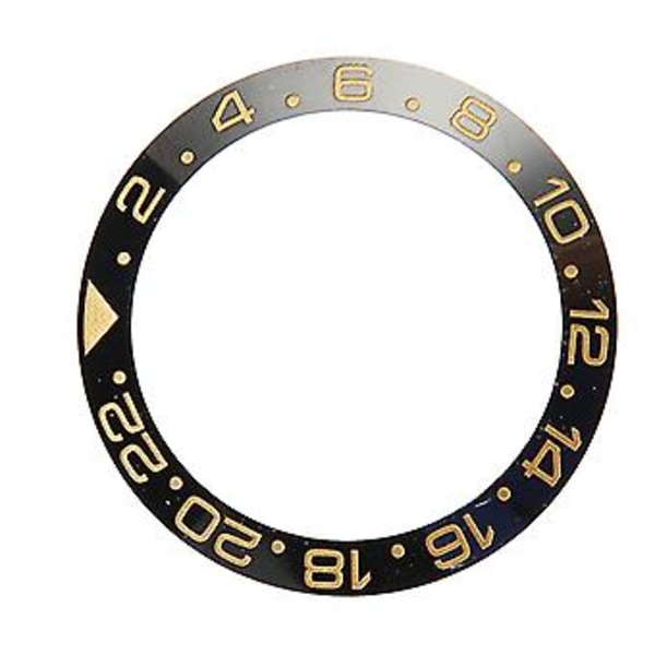 Keramisk Klockring Svart Bas Guld Siffer Klockring Insats Ersättningsdelar Tillbehör för Urmakare 38mm