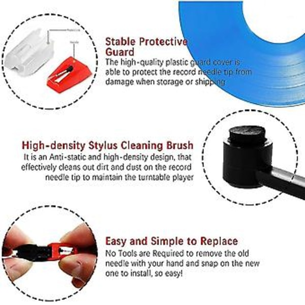 Vinyl Platespiller Erstatning, platespillerplate med stylus børstesett for