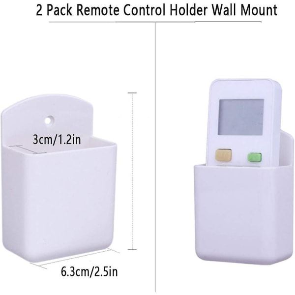 Universal fjernbetjening holder vægbeslag, 2 pakke, selvklæbende medie controller organizer boks til kontor, soveværelse og stue (hvid)