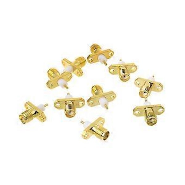 10kpl SMA Naaras 2-reikäinen Laippa PTFE Juotos Paneelikiinnitys Adapteri RF Liittimet Str