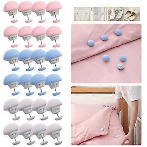 Svamp Täcke Hållare Macaron Halkfri Täcke Filt Clip 1 Nyckel för att Låsa Upp Täcken Överdrag Fästklämma Hållare, Grå