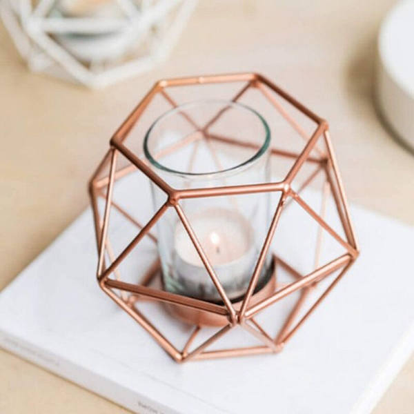 6 st geometriska serie Tealight ljusstake bordsdekoration bröllop evenemang fester dekor guld