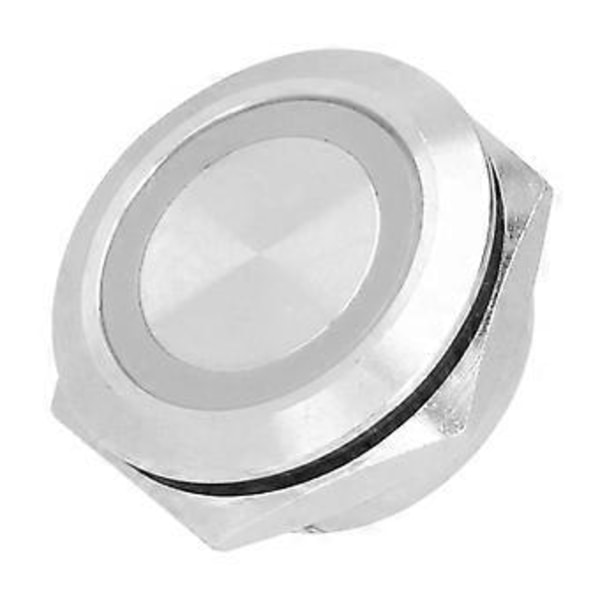 5 st Momentan Tryckknapp Metall Självåterställande Ultratunn Vattentät med LED 22mmDC3~6V Vit