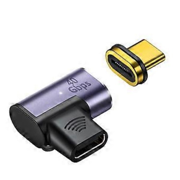 Rätvinklig USB-C Hane till USB C Hona Magnetisk Adapter 90 Graders Vinkel Typ-C Adapter Konverterare PD100W 40Gb Ultrasnabb