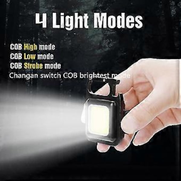 Mini Cob Nøgleringslygter 400 Lumen 3 Lystilstande Bærbar Lomme Lygte Multifunktionel Lommelygte Med Foldbart Beslag