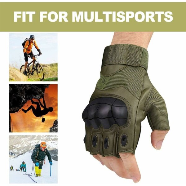 Leddbeskyttende hansker, harde gummihalvfingerhansker for utendørs trening, klatring, løping, fotturer, camping, sykling, motorsykkel (M, Ar