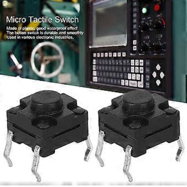100 st Taktil Tryckknapp Vattentät Elektronisk Lätt Tryckplatta 6 6 x 6 x 5mm
