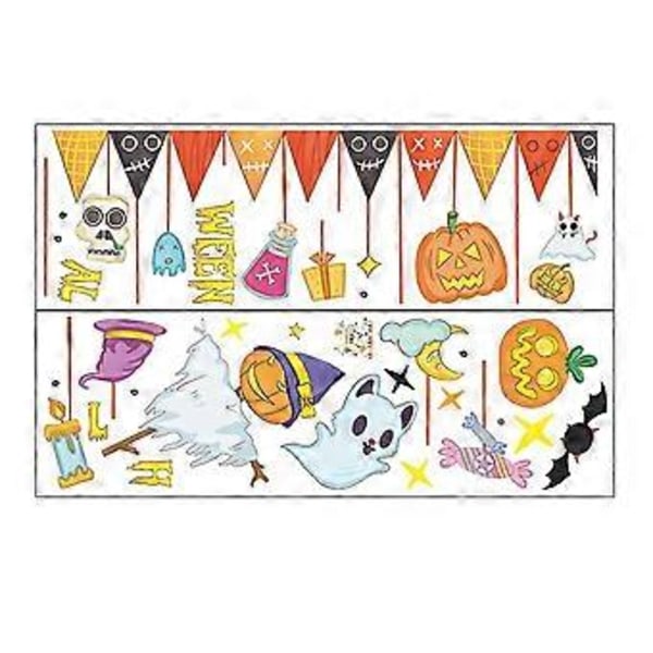 2 kpl Seinätarra Itsekiinnittyvä Vedenpitävä Sarjakuvakuvioinen Kurpitsa Lepakko Halloween-tarra Kodin Sisustus