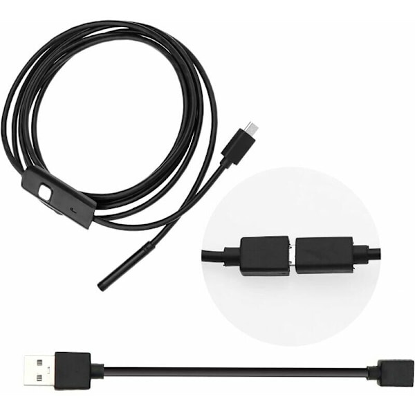 2M Industrielt Endoskop 6 LED 5.5mm USB Boreskop Adapter Micro USB Port Endoskop Kit til Android PC