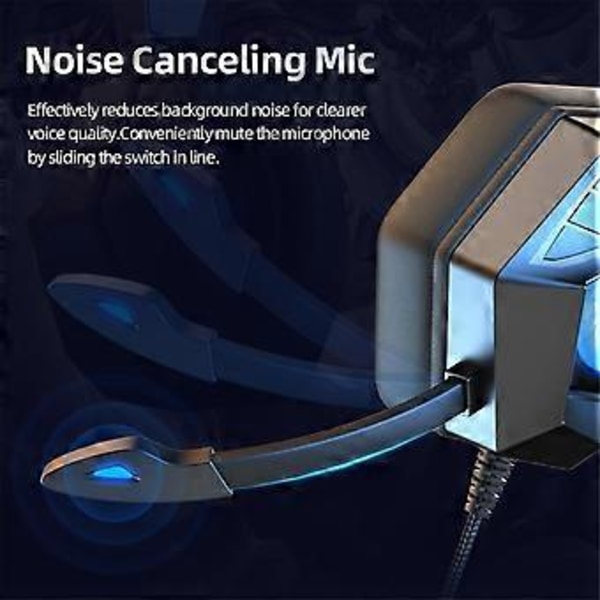Trådbundet Gaming Headset med Mikrofon för Switch PC Dator Laptop Hörlurar D