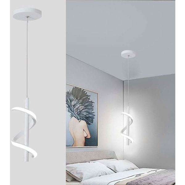 Moderne Pendel Loftlampe LED Spiral Hængende Lampe 2M Justerbar Lysekrone Koldt Hvidt Lys Hvid