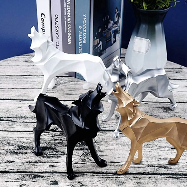 Fenteer Resin Staty Figurine Nordisk Varg Skulptur Dekor Djur Hem Hylla