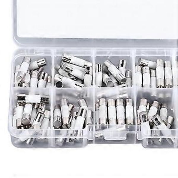 100 stk. sæt rør sikring 5x20mm Multifunktionel Keramisk Rør Sikringer Sortimentssæt 250V 0.5A til 30A