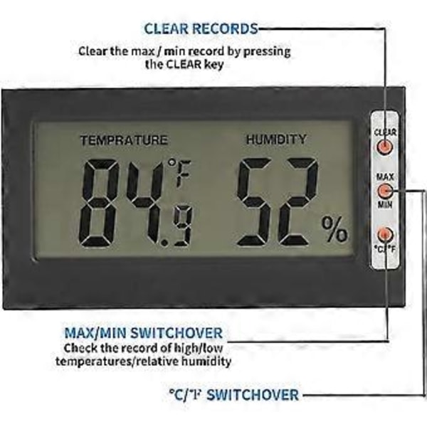 Digitalt LCD Hygrometer Indendørs Termometer Multifunktions Monitor Temperatur Fugtighedsmåler Monitor Til Kontor Soveværelse Stue Drivhus Dyrkning