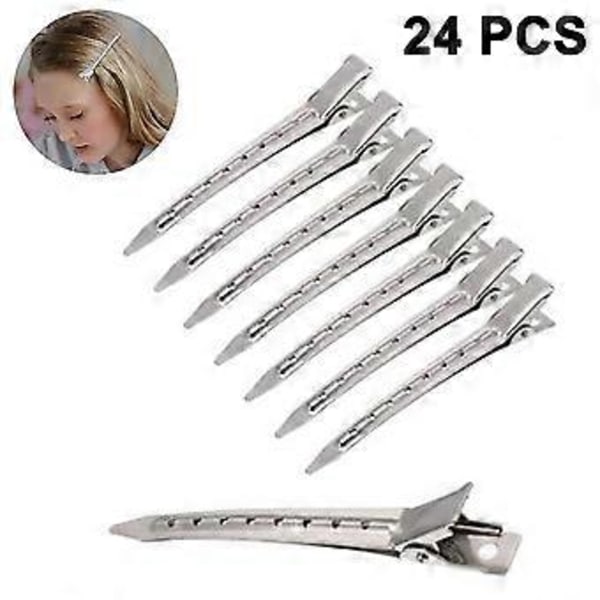 24 Stycken Hårklämmor Metall Alligator Klämmor Hår Stål Klipp Med Hål Hårspänne Hår Halkfria DIY Tillbehör