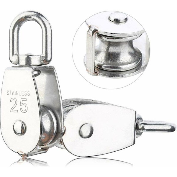 6 Pack m25 Lyftblock Lastning 150kg Heavy Duty 304 Rostfritt Stål Swivel Lyftrep Hjul Block-DENUOTOP