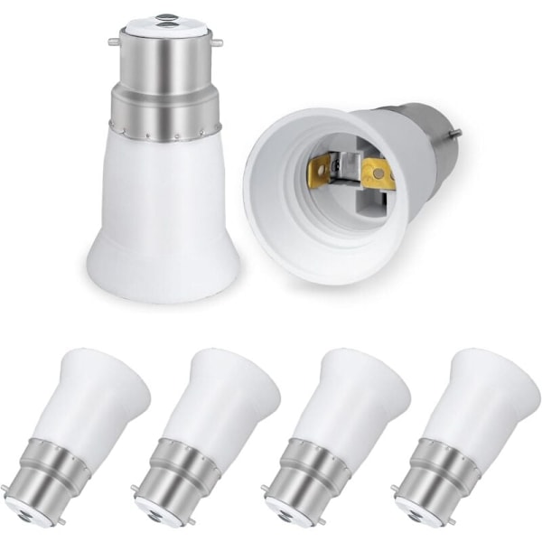 B22 to E27 Socket Adapter, B22 to E27 Bayonet Socket Converter for LED Incandescent Halogen Bulb Socket Base Adapter, 6 Pieces