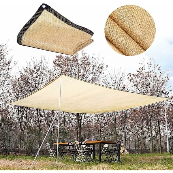 Beige Shade Cloth Rectangular Shade Sail 90% UV Resistant Breathable and Durable Shade Cloth for Greenhouse Pergola Garden Swimming Pool 3mx8m(9.8x2