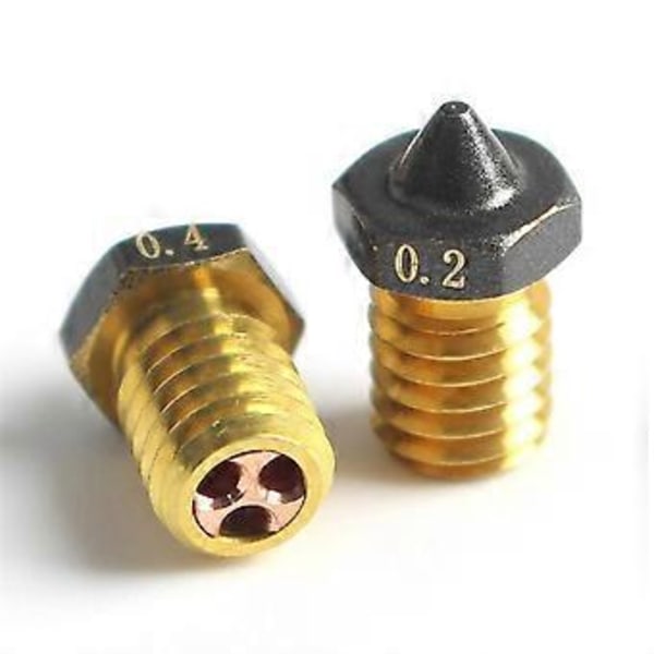 6 st munstycken för VORON/MK3S-skrivare V6 PTFE-belagt mässingsmunstycke 0,2/0,3/0,4/0,5/0,6/0,8 mm 3D-skrivarmunstycken