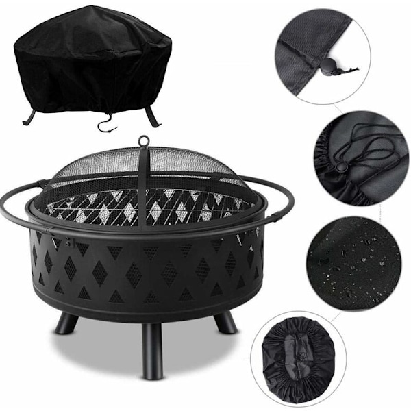 Rund brandsäkerhetsskydd Vattentätt skydd för utomhusöppen spis UV-skydd Utomhus svart polyester Dammskydd för runt grill (diam