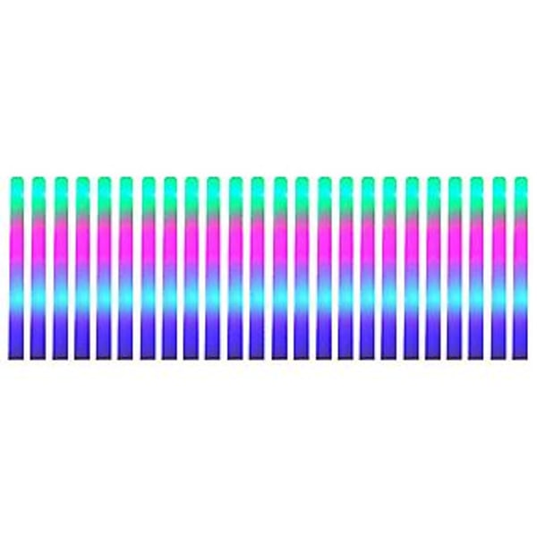24 stk. lysende skumstaver, LED-skumstaver med 3 moduser blinkende effekt for fester, konserter