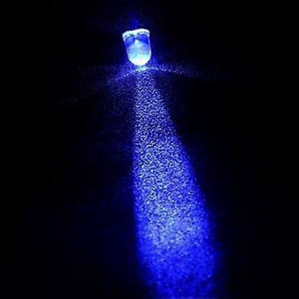50 stk. Diode Kablet Lysdiode Rundt Hode Høy Lysstyrke In Line LED 20cm 5mm 12V (Hvitt Lys Gløder Blått)