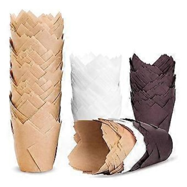 200 stk. Tulip Cupcake Forme, Muffin Forme Holdere til Bageforme, Fedttætte Cupcake Papir til Fest, Jul