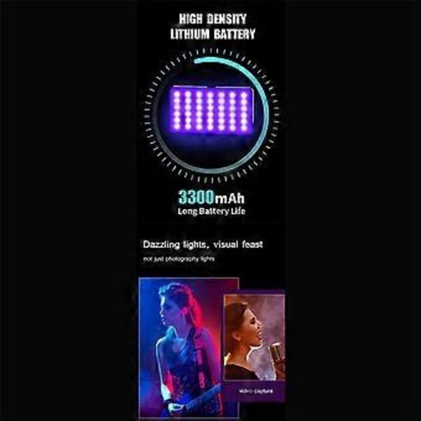 2500K-9000K LED RGB -kameralamppu, värilähdön videolamppusarja, himmennettävä paneelivalo, ladattava LED-valo, musta