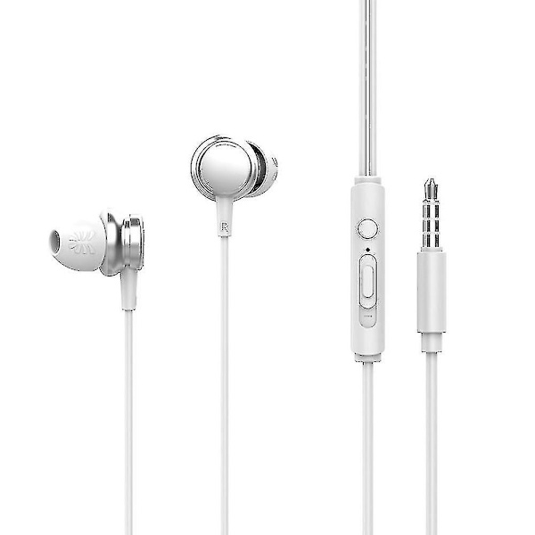 Trådade öronsnäckor med mikrofon, hörlurar med mikrofon och volymkontroll, bas kompatibel med iPhone, Apple, dator, bärbar dator