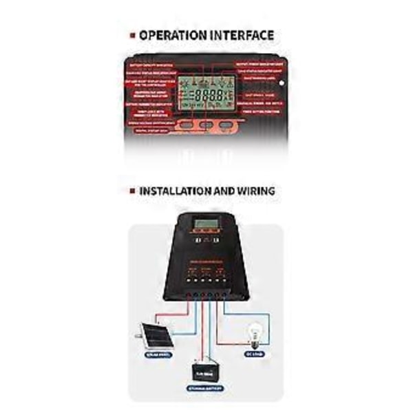 MPPT/PWM Aurinkolataussäädin 60A Aurinkopaneelisäädin LCD-näyttö Useita kuormanhallintatiloja