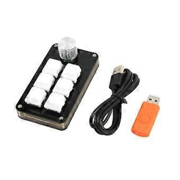 Bærbart Mini Tastatur med 6 Taster 1 Drejeknap Programmerbar Aftagelig USB Baggrundsbelyst