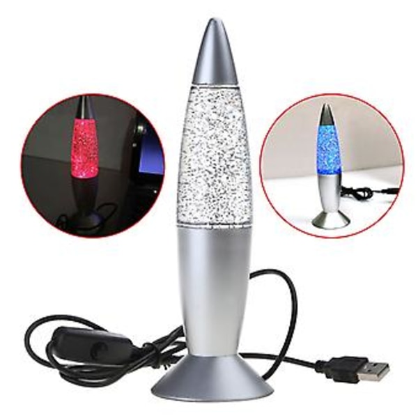 Plastik Natlampe Vulkan Lava LED Lampe Metal Base Sengelamper
