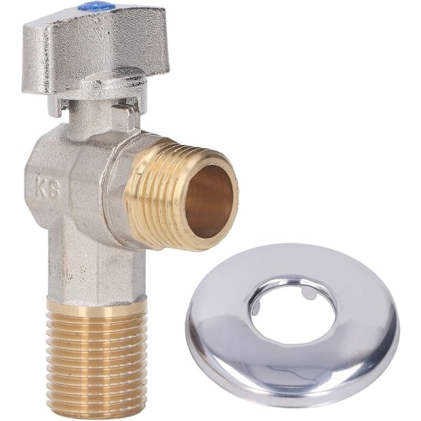 G1/2 Thread Brass Triangle Valve Large Flow Hot Cold Water Angle Shut Off Valve for Kitchen Bathroom Blue