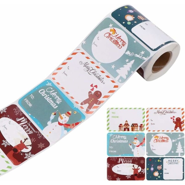 250pcs/Rolls Christmas Gift Tag Stickers