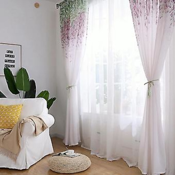 Polyester Fönsterkappa Voile Sovrum Vardagsrum Dekor (Lila)