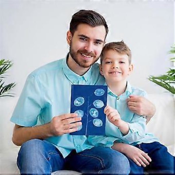 Soltrykk Papirsett, 100 Ark Cyanotype Papir med 4 Ark Akrylpanel, A5 Solkunst Papir, Solart Trykkpapir