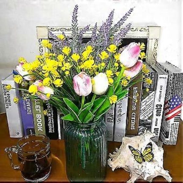 Konstgjorda Falska Blommor, 4 Buntar Utomhus UV-Beständiga Gröna Buskar Växter
