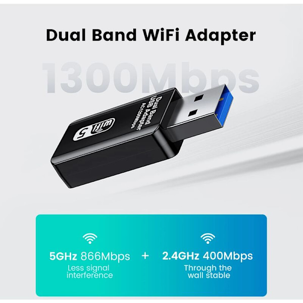 5 GHz Wi-Fi-adapter USB 3.0 Wi-Fi-antenneadapter Ethernet-adaptermodul for PC bærbar nettverkskort 5g Wifi Dongle-mottaker