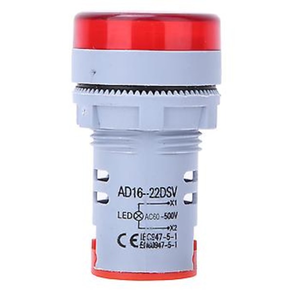 AD16-22DS LED Indikatorlys Digitalt Display Voltmeter AC 60V-500V Spændingsmåler Rød