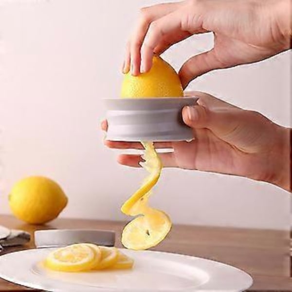 Multifunktionell Grå Citronskärare - Spiral Citron Gurkskärare för Fruktte Skalare Skärare