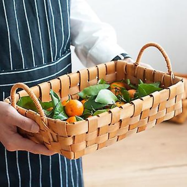Käsin kudottu leipä- ja hedelmäkori sekä tarjoilualustat ruokailuun, sohvapöydälle, keittiön työtasolle, Han-kahvoilla