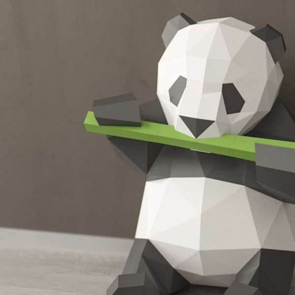 Origami Panda syö bambua Papercraft DIY 3D-malli Geometrinen taitettu paperi kodin DIY-koristeluun (Iridescent Paper)-Fei Yu