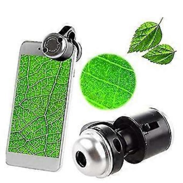 30x Zoom Stark LED Mikroskop Förstoringsglas Clip-on Mobiltelefon Kameralins för Smartphone