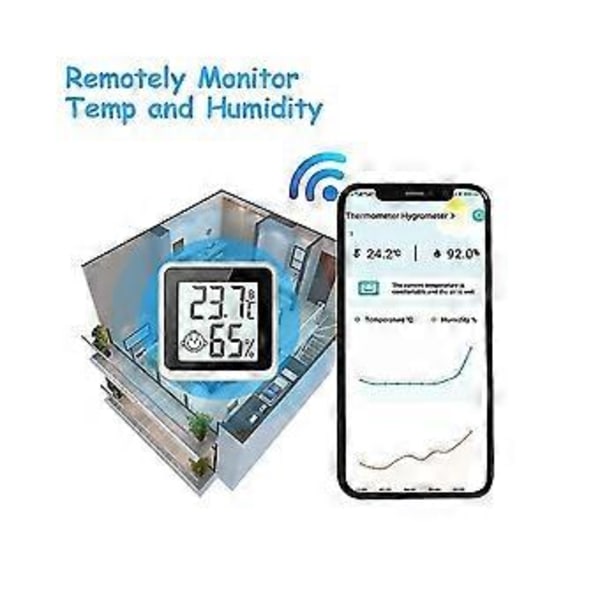 Bluetooth-kompatibelt Termometer LCD Digital Temperatur Sensor Fugtighedsmåler Indendørs Hygrometer Me