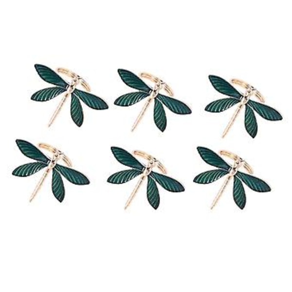 6 stk. Dragonfly Servietring, servietring til bryllup, spisebord, fest, daglig brug, jul, taksigelse